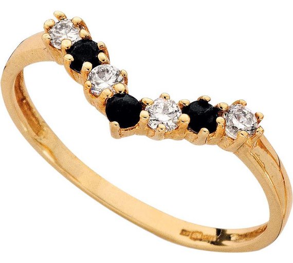 Buy 9ct Gold Sapphire and Cubic Zirconia Wishbone Ring at Argos.co.uk