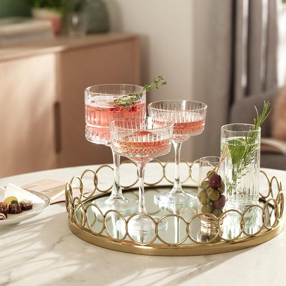 Glasses on the table.
