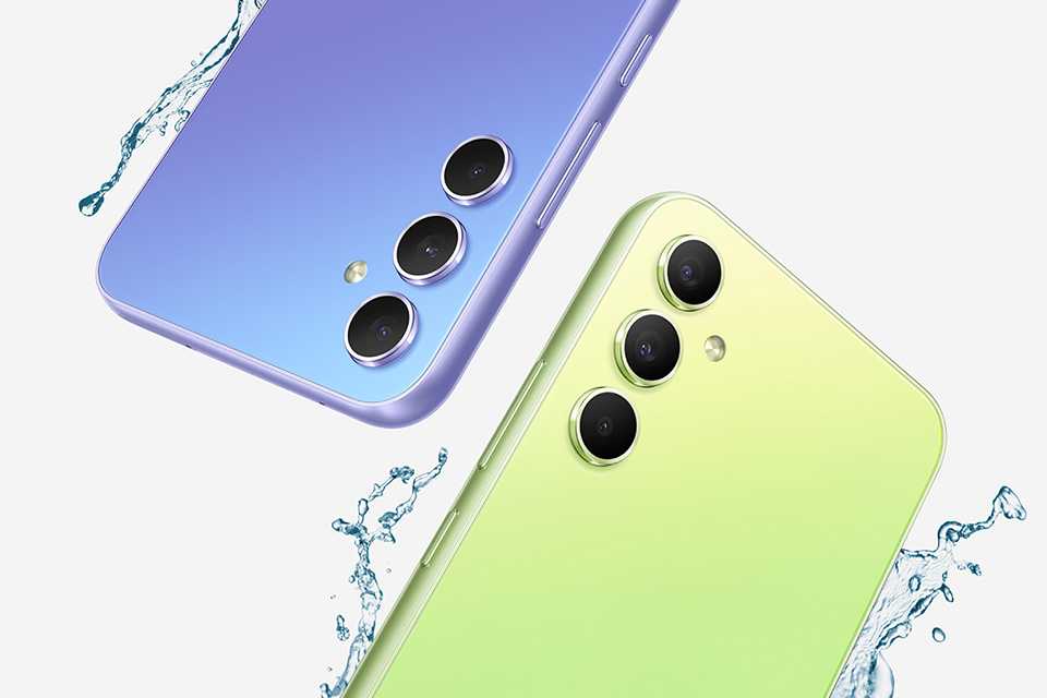 Two Samsung Galaxy A34 5G smartphones.