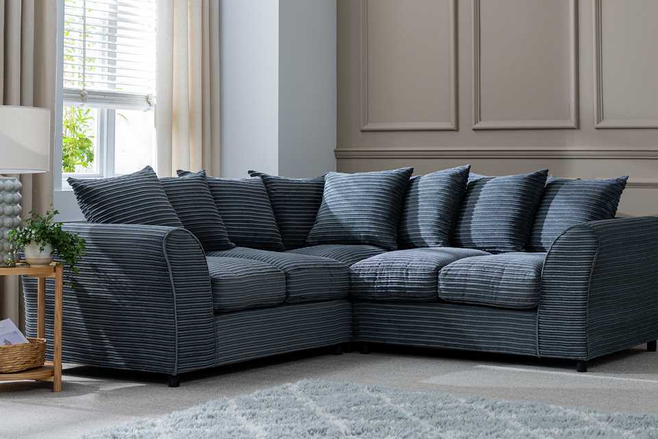 Harry corner all cord sofa in charcoal.