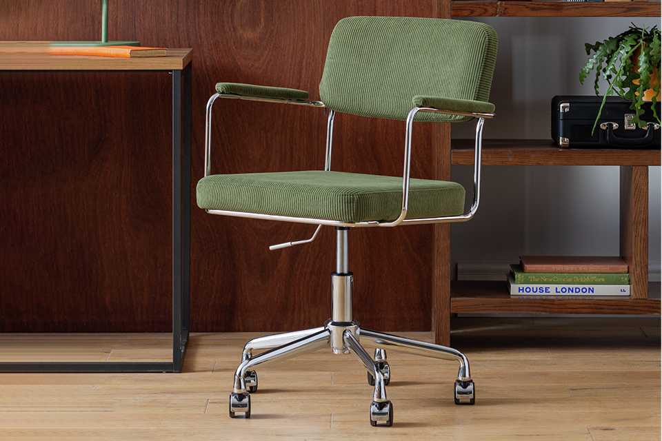 Green office chair.