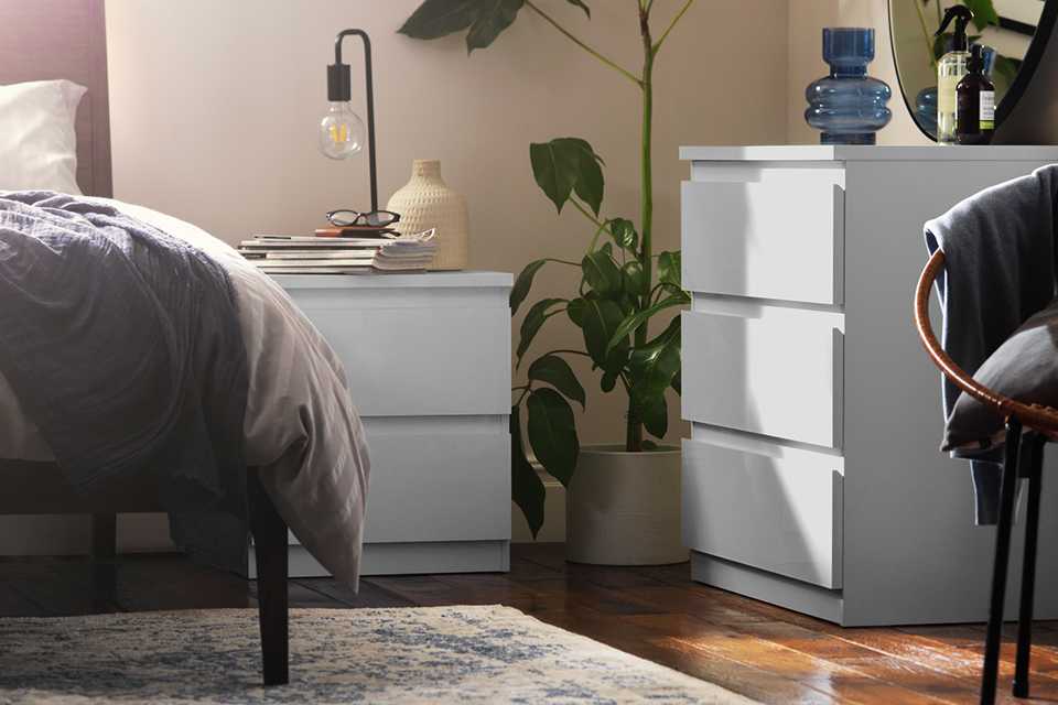 Habitat Jenson bedside and chest of drawers in matte white.