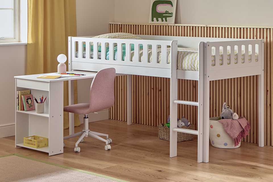 Habitat Kids Ronnie Single Midsleeper & Desk - White.
