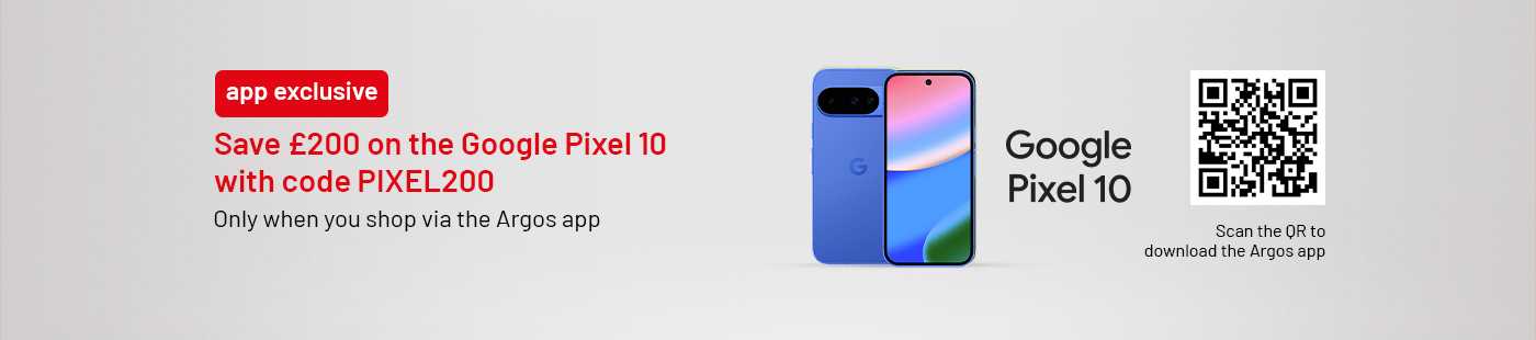 App exclusive. Save £200 ono the Google Pixel 10 with code PIXEL200. Only when you shop via Argos app.