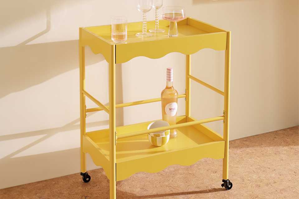 Habitat Matilda Kitchen Trolley in yellow colour.