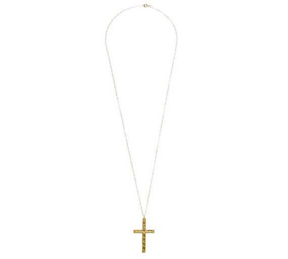 9ct gold sideways cross necklace
