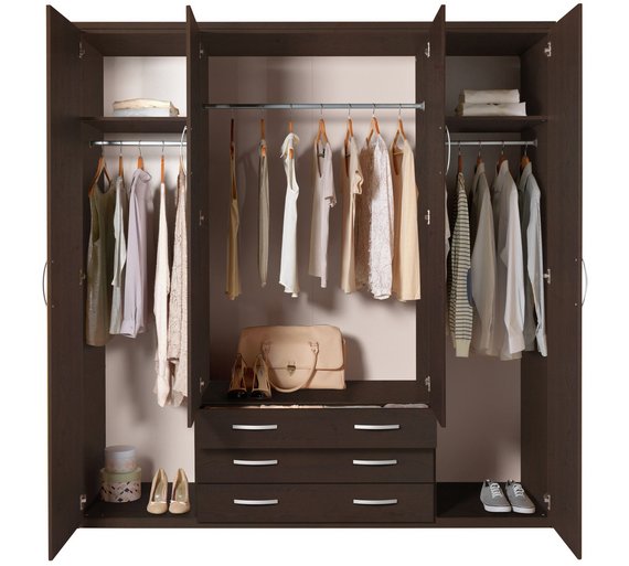 Buy Collection New Hallingford 4 Dr 3 Drw Mirror WardrobeWenge at