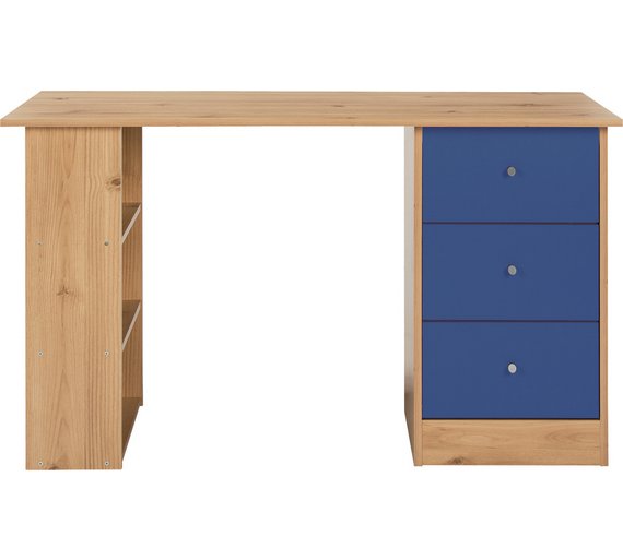 Buy HOME Kids New Malibu 3 Drawer Desk Blue on Pine at Argos.co.uk