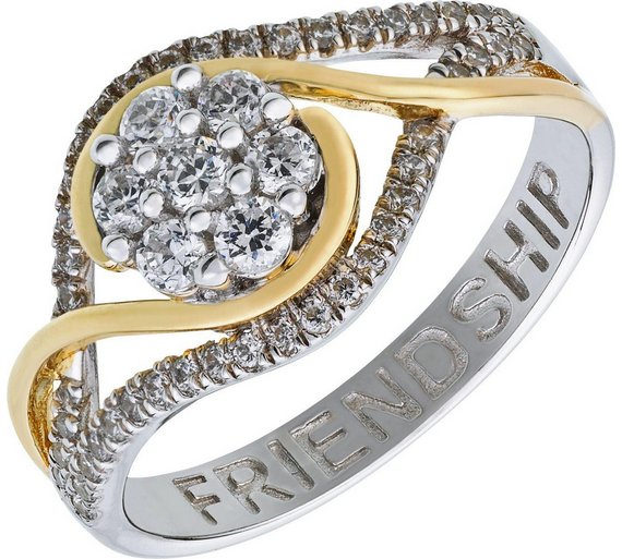 Buy Sterling Silver TwoTone Cubic Zirconia Cluster Ring at Argos.co.uk Your Online Shop for