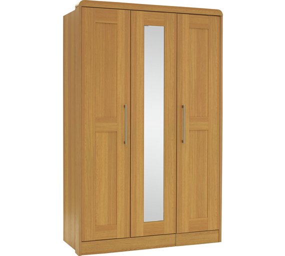 Buy Heart of House Elford 3 Door Mirrored Wardrobe Oak Effect at