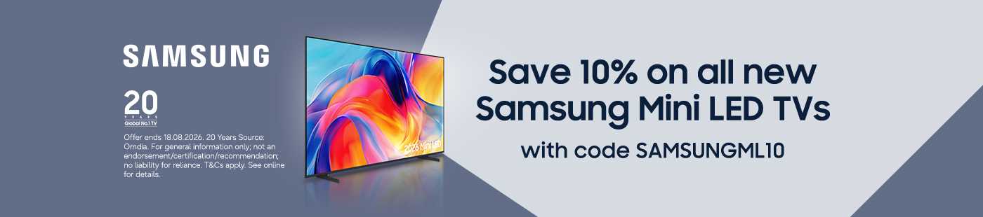 Samsung. Save 10% on all new Samsung mini LED TVs. With code SAMSUNGL10.