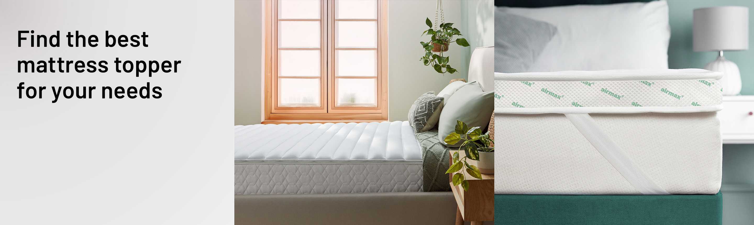 A banner depicting a collage of Silentnight Anti-Allergy Mattress Topper - Single and Silentnight Airmax Anti-Allergy Mattress Topper - Single.