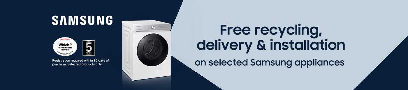 Samsung. Free recycling, delivery & installation on selected Samsung appliances.