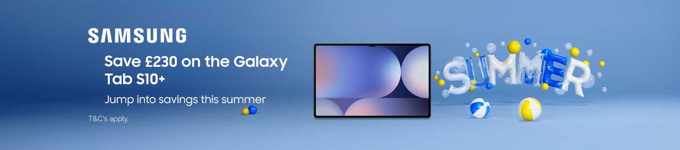 Samsung. Save £230 on the Galaxy Tab s10plus. Jump into savings this summer.