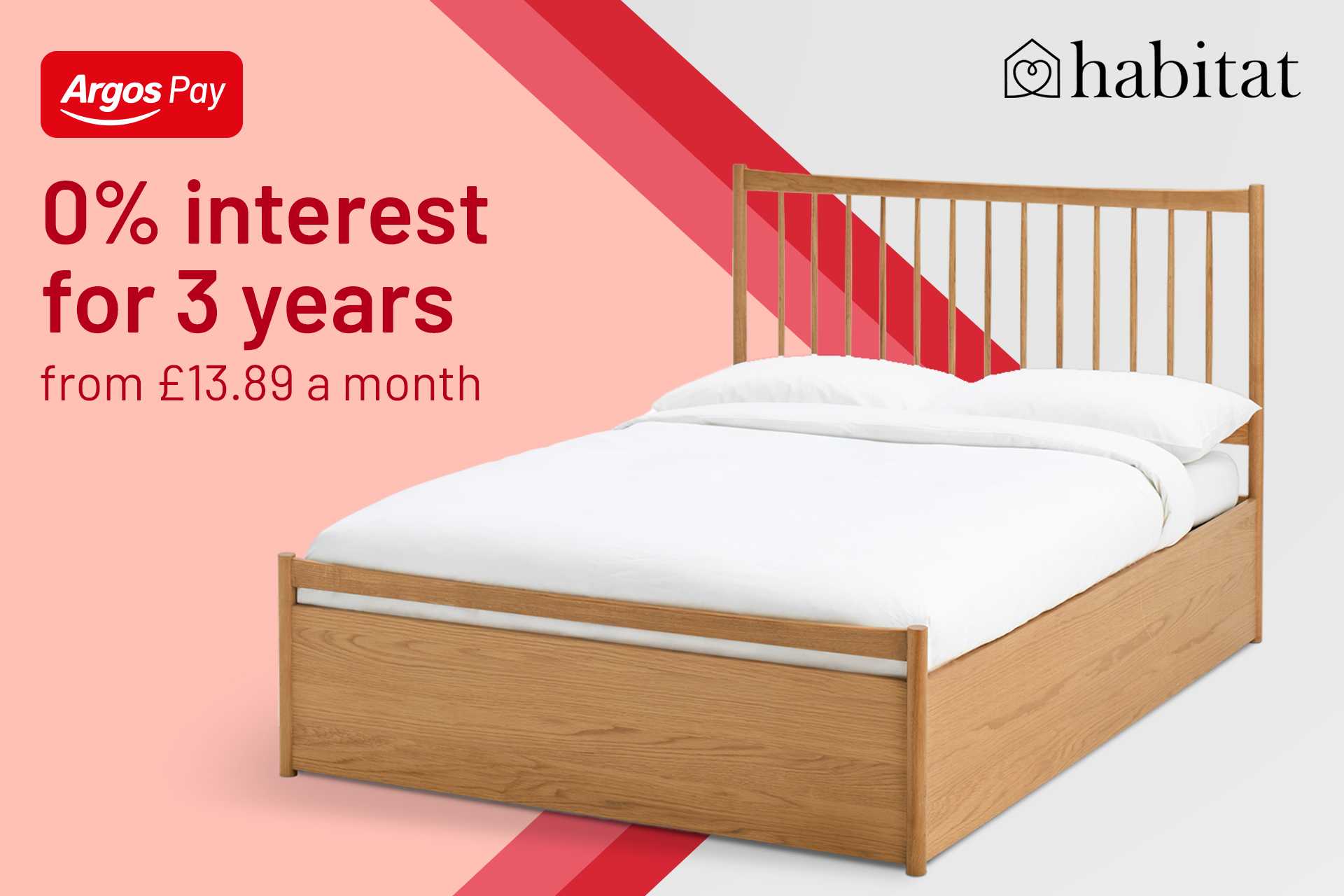 When you spend £500+ on 1000s of furniture lines. Argos Pay Representative Example Representative 34.9% APR (variable), 34.95% PA purchase rate (variable), £1,200 assumed credit limit.*