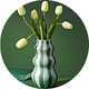 A Habitat striped ceramic vase in green.