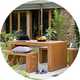 Wood patio sets.