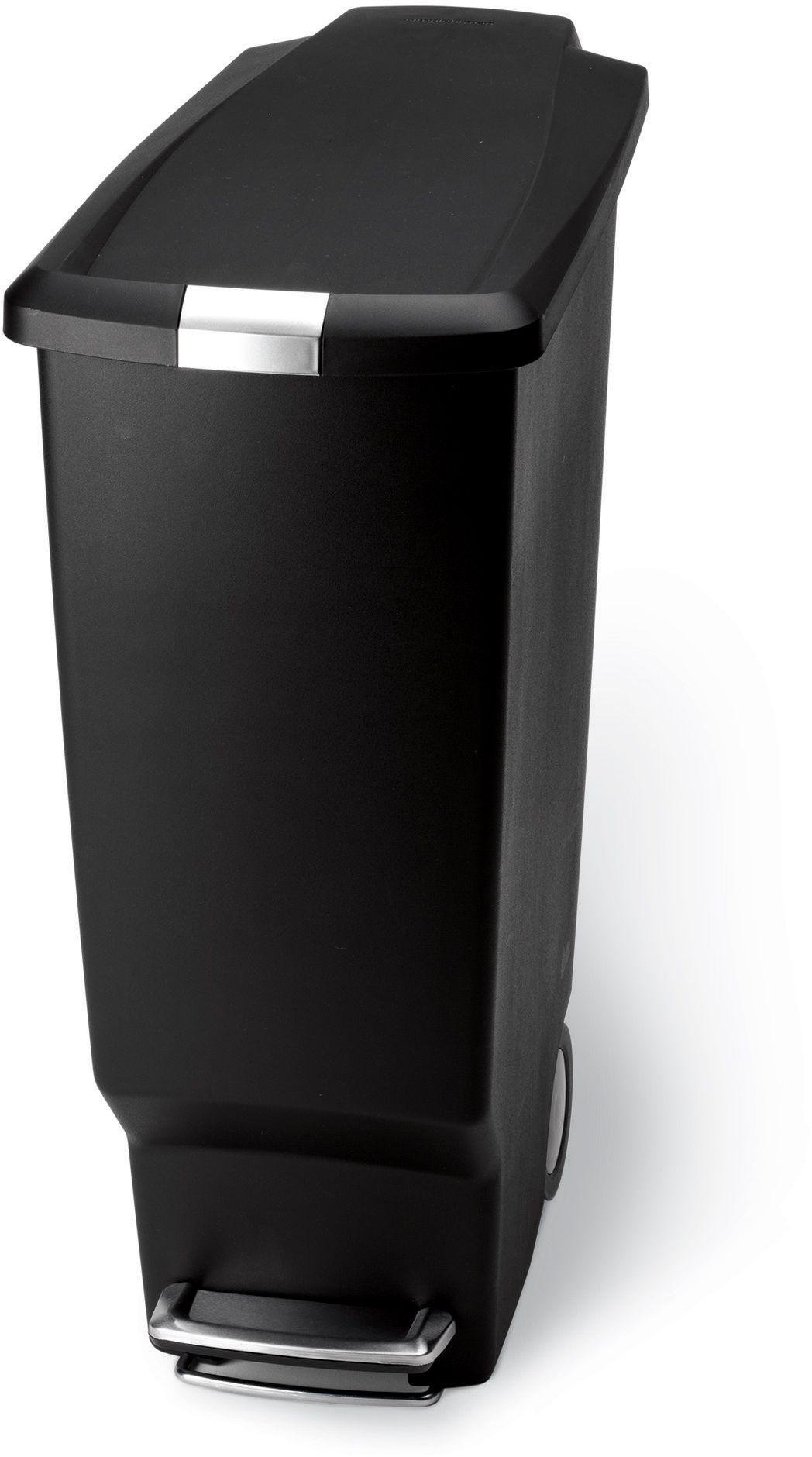 simplehuman 40L Slim Plastic Pedal Bin Black