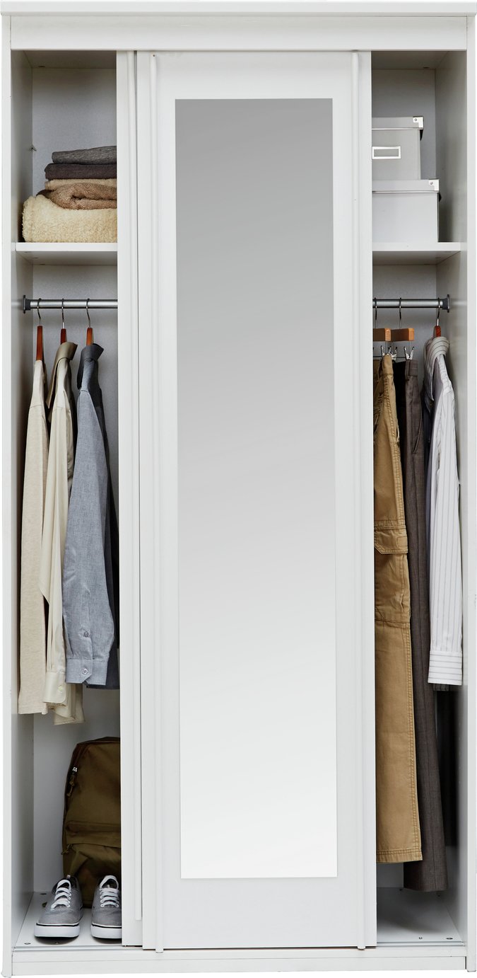 Buy Collection Hallingford 2Dr Sliding Mirrored Wardrobe White at
