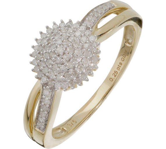 Buy 9ct Gold 0.25ct tw Diamond Cluster Ring at Argos.co.uk Your Online Shop for Dress rings