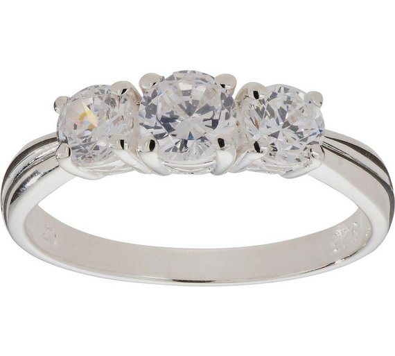 Buy Sterling Silver Cubic Zirconia Trilogy RingH at Argos.co.uk Your