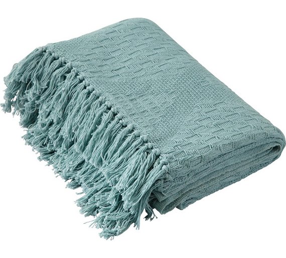 Buy HOME Diamond Cotton Throw Duck Egg at Argos.co.uk Your Online