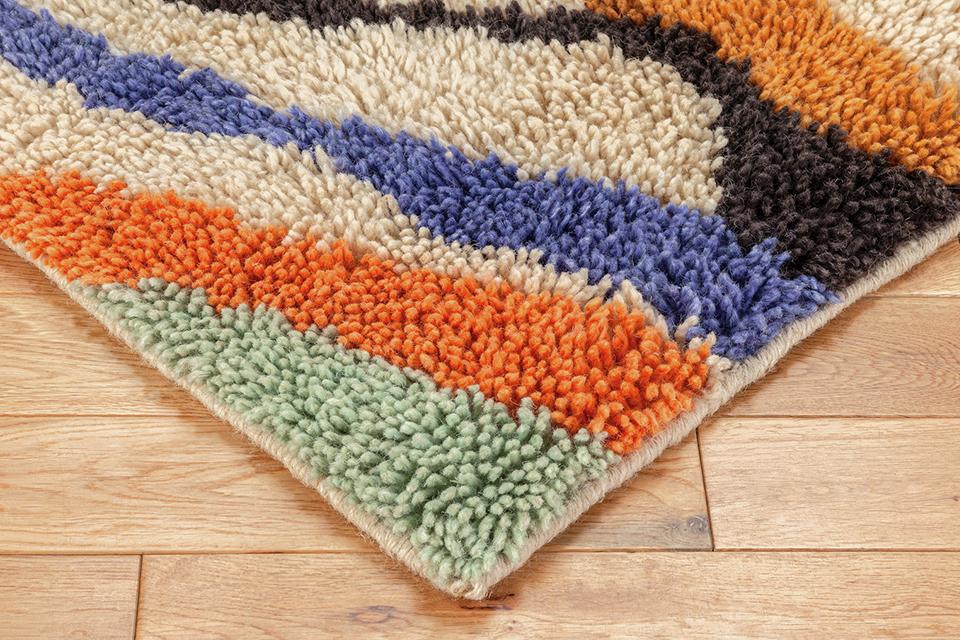 Close up corner shot of a rug.