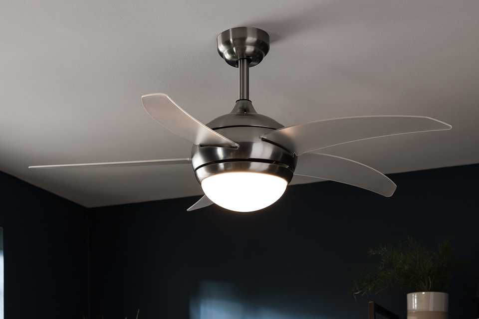 Argos Home Manhattan Ceiling Fan in satin nickel finish.