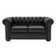 Chersterfield 2 seater leather sofa in black.