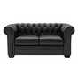 Chersterfield 2 seater leather sofa in black.
