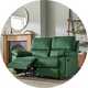 Harry recliner sofa in green fabric.