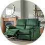 Harry recliner sofa in green fabric.