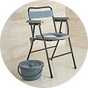 A folding commode.