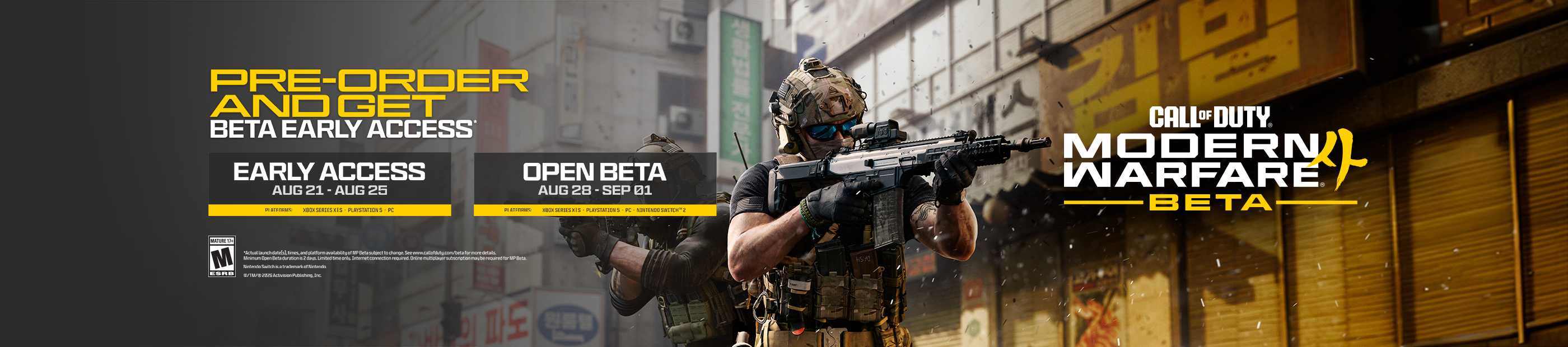 Call of duty modern warfare beta. Pre-order and get beta early access. Early access Aug21 - Aug25. Open beta Aug 28 - Sep 01.