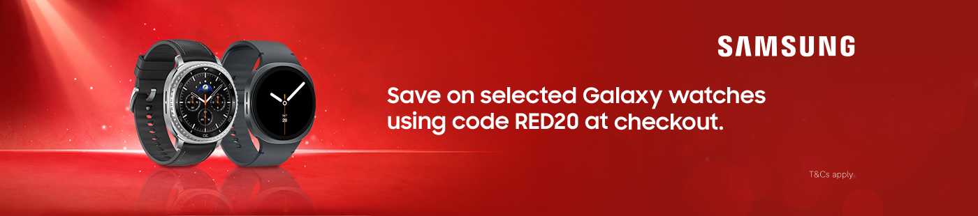 Samsung. Save on selected Galaxy watches using code RED20 at checkout.