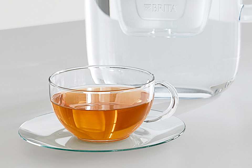 Tea in a glass cup.