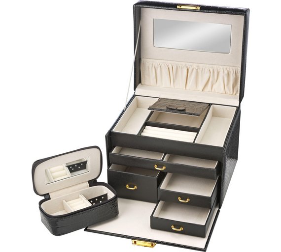 Buy Black Crocodile Small Four Drawer Jewellery Box at Argos.co.uk