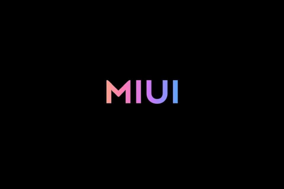 A colourful MIUI logo on a black background.
