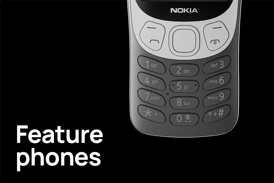 Lower part of a Nokia feature phone displayed against a black background.