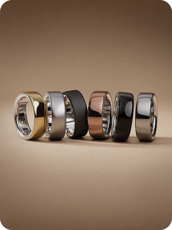 line up of Oura rings