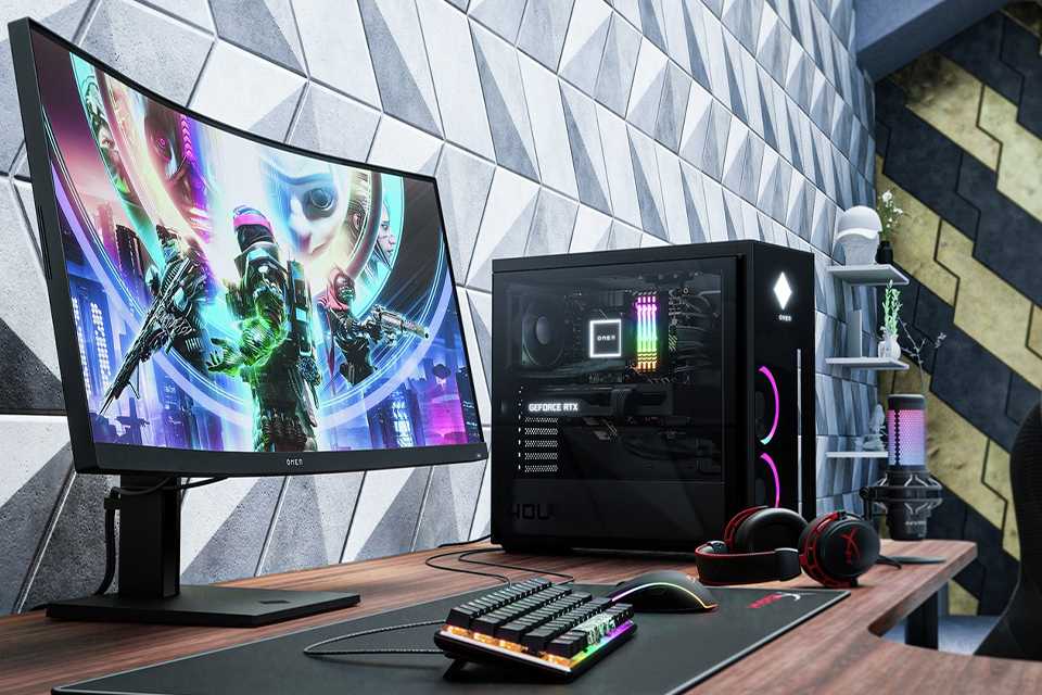 HUAWEI MateView GT 34 inch 165Hz gaming monitor on a gaming desk.