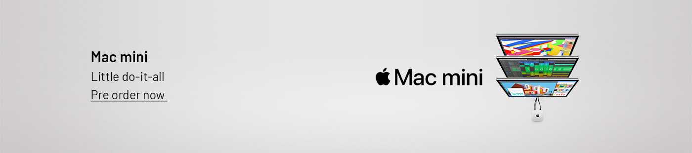 Apple Mac mini. Mac mini. Little do-it-all. Pre order now.
