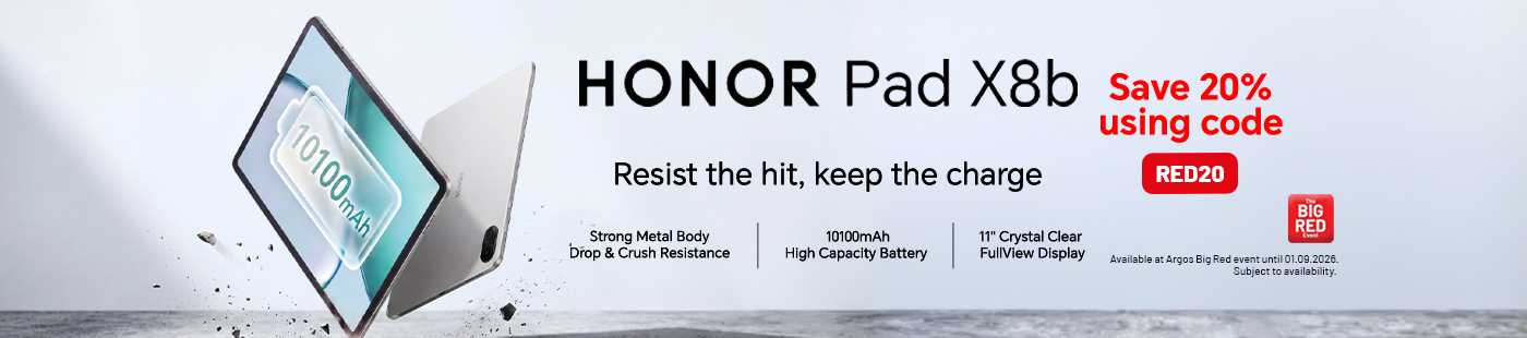 The Big Red Event. Honor Pad X8b. Resist the hit, keep the charge. Save 20% using code RED20.