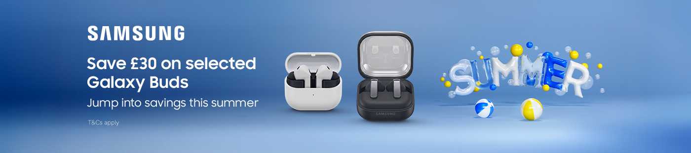Samsung. Save £30 on selected Galaxy Buds. Jump into savings this summer.