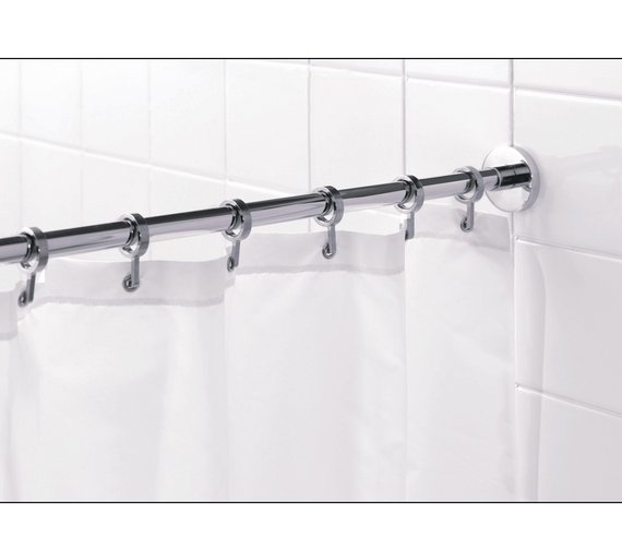 Curtains Ideas curtain rod and rings : Buy Croydex Round Shower Curtain Rod and Rings - Chrome at Argos ...