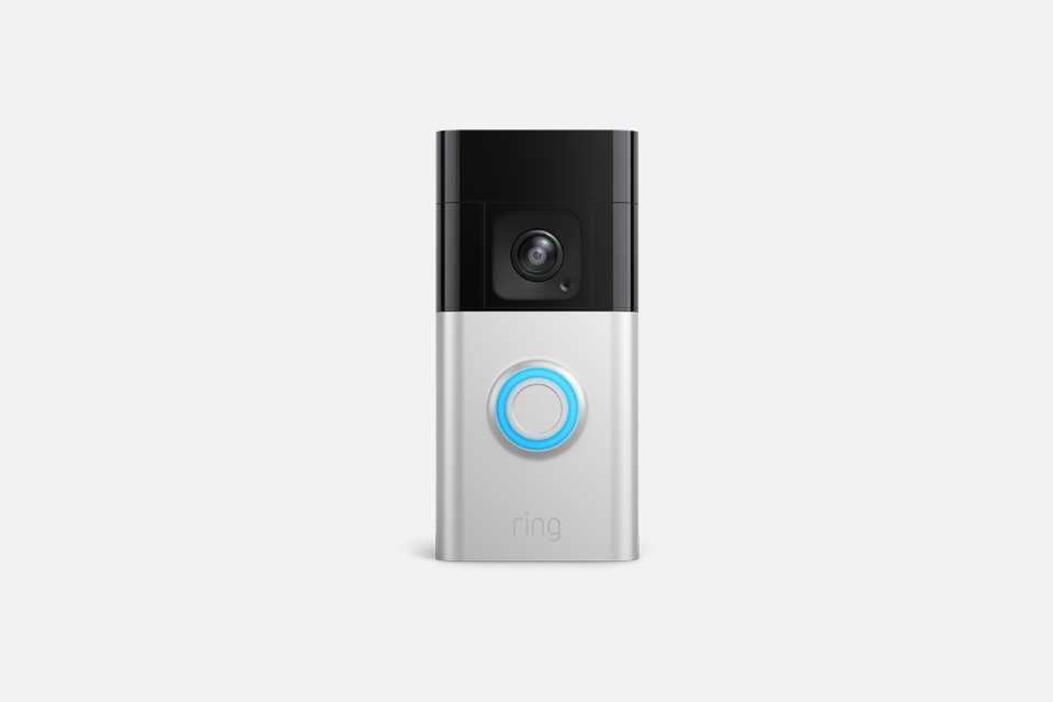 A Ring Battery Video Doorbell Pro against a black background.