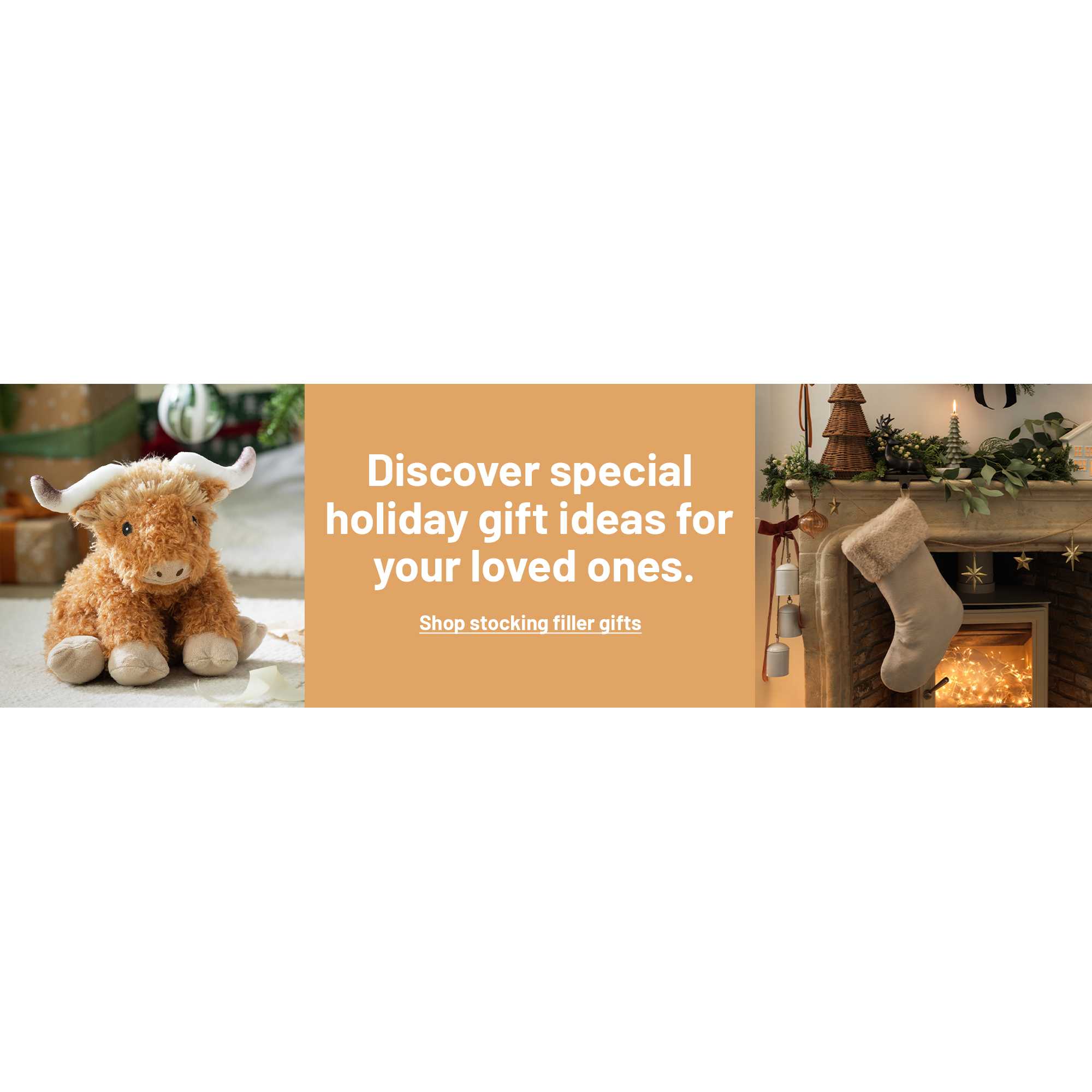 An Argos Home Highland cow hottie under a Christmas tree.