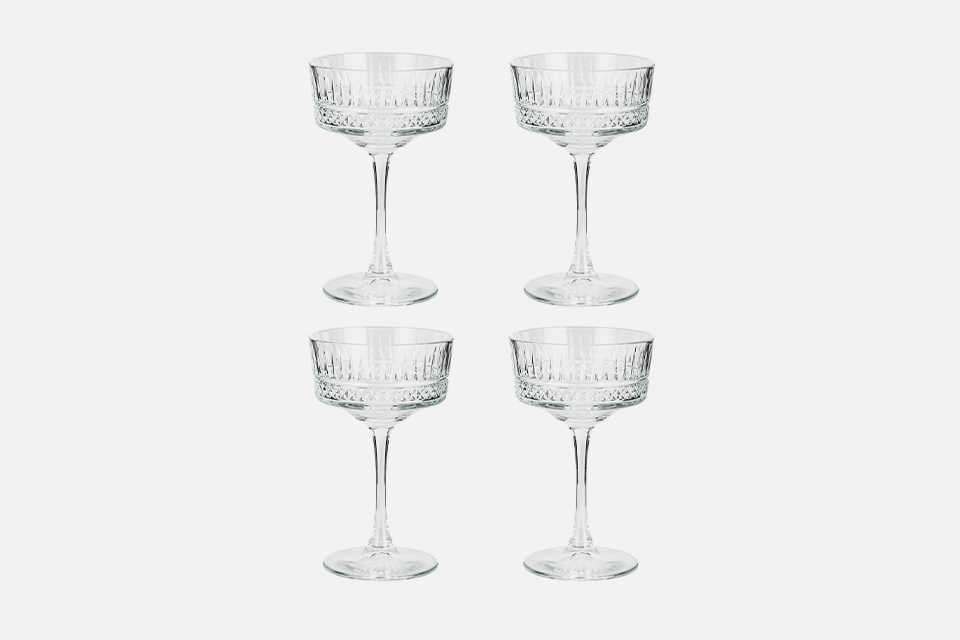 Habitat Pressed Set of 4 Champagne Coupe Glasses.