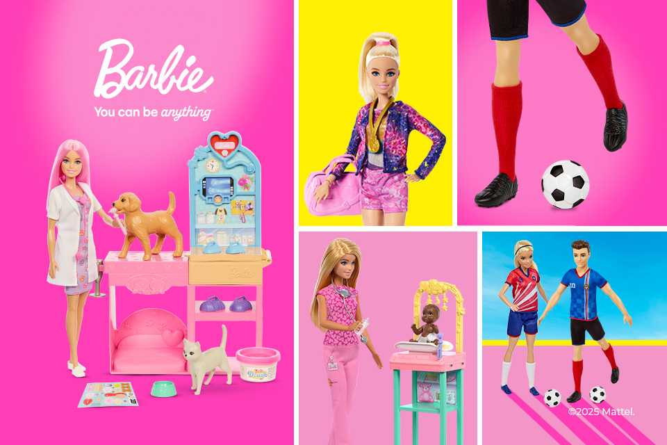 Various Barbie dolls at different professions.