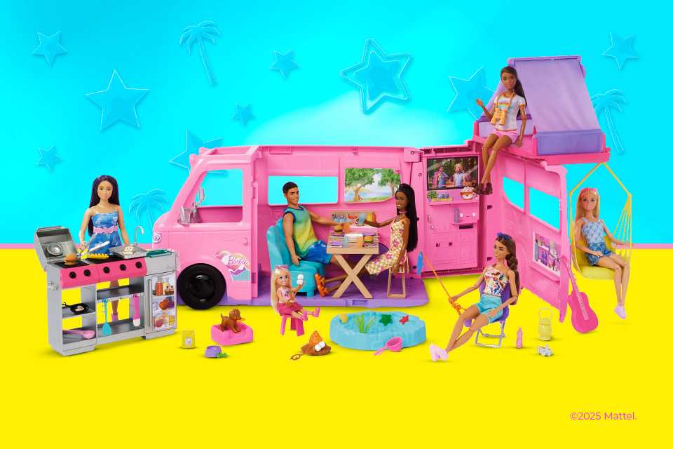 A Barbie camper van dolls.